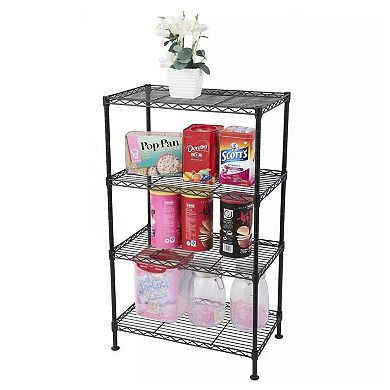 4-tier Steel Wire Storage Rack Adjustable Shelves