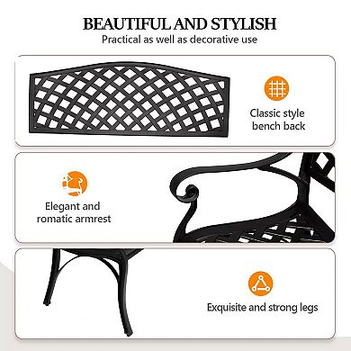 Cast Aluminum Garden Bench With Mesh Backrest