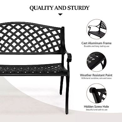 Cast Aluminum Garden Bench With Mesh Backrest