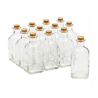 Clear Glass Bottles With Cork Lids Kitchen Containers 4oz 12 pc