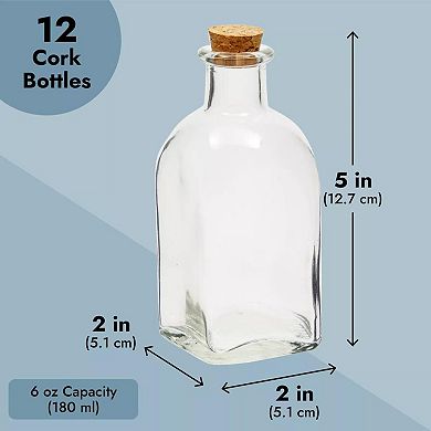 Clear Glass Bottles With Cork Lids Kitchen Containers 4oz 12 Pcs