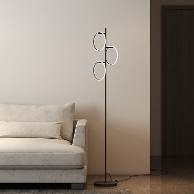 Ozarke Neo Floor Lamp - Contemporary Lighting Fixture With 3 Ring Lights, Dimmable
