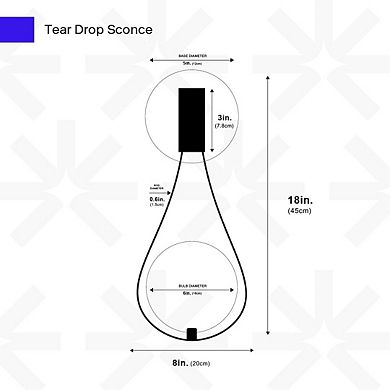 Ozarke Tear Drop Sconce Mid-century Modern Wall Sconce, Warm 3000k