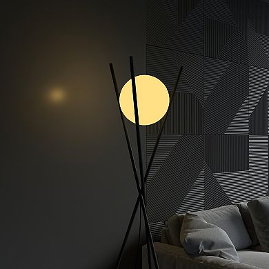 Ozarke Solstice Glass Globe Floor Lamp - Contemporary Led Standing Light