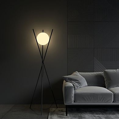 Ozarke Solstice Glass Globe Floor Lamp - Contemporary Led Standing Light
