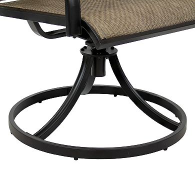 Sunnydaze Classic Garden Patio Swivel Dining Chairs - Brown - Set Of 2