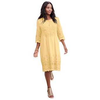 Roaman's Women's Plus Size Cotton Lace Dress