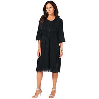 Roaman's Women's Plus Size Cotton Lace Dress