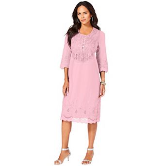Roaman's Women's Plus Size Cotton Lace Dress