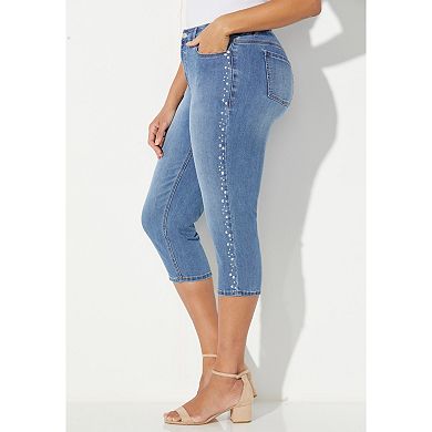 Catherines Petite Sparkle Trim Jean Capri