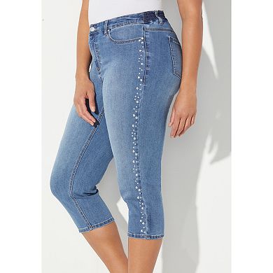 Catherines Petite Sparkle Trim Jean Capri