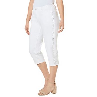 Catherines Women's Plus Size Sparkle Trim Jean Capri