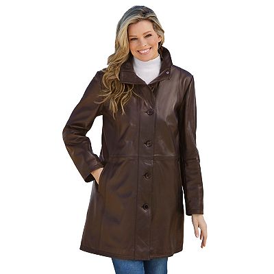 Plus size leather swing coat best sale