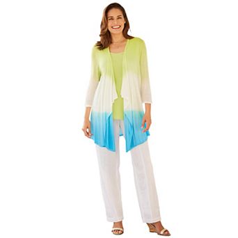 Woman Within Plus Size Lightweight Ombrè Open Front Cardigan Sweater