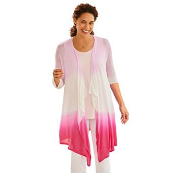 Woman Within Plus Size Lightweight Ombrè Open Front Cardigan
