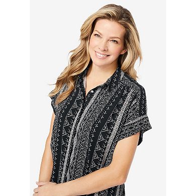 Woman Within Plus Size Relaxed Campshirt