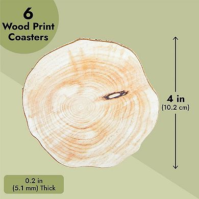 4" Wood Coasters With Rope 6 Pack