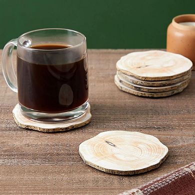 4" Wood Coasters With Rope 6 Pack