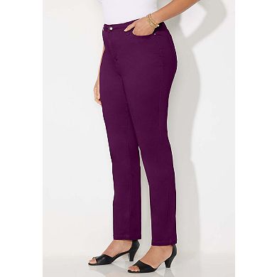 Catherines Women's Plus Size Petite Sateen Stretch Pant