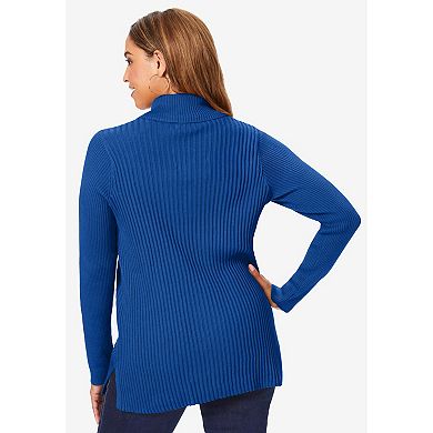 Jessica London Women's Plus Size Ribbed Collar Sweater