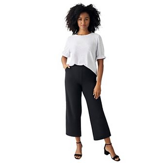ellos Plus Size Pull-On Crop Wide Leg Pants