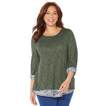 Catherines Women's Plus Size Impossibly Soft Duet Tunic
