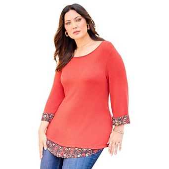 Catherines Women's Plus Size Impossibly Soft Duet Tunic