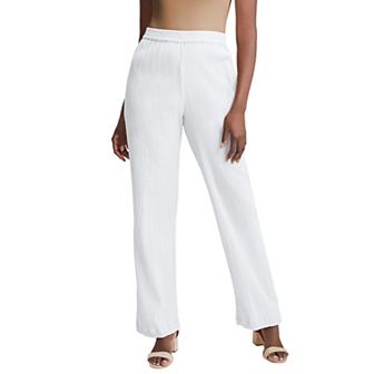 Jessica London Women's Plus Size Wide Leg Gauze Pant