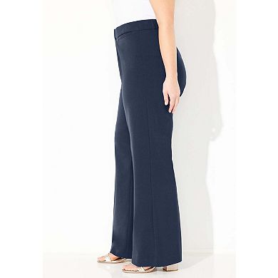 Catherines Women's Plus Size Petite Right Fit Curvy Wide Leg Pant