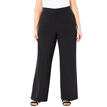 Catherines Women's Plus Size Petite Right Fit Curvy Wide Leg Pant