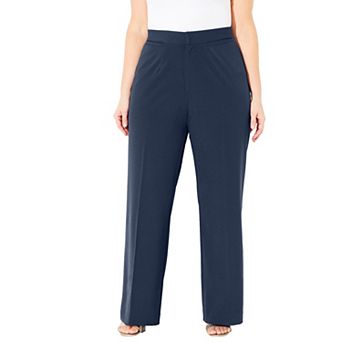 Catherines Women's Plus Size Petite Right Fit Curvy Wide Leg Pant