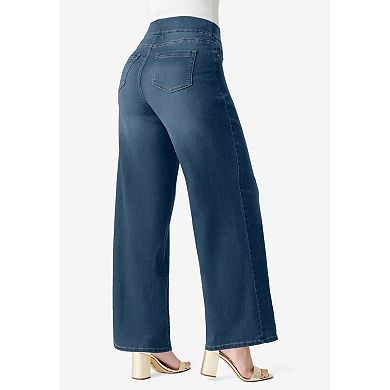 Roaman's Women's Plus Size Tall Plus Size 360&Deg; Stretch Wide Leg Jean