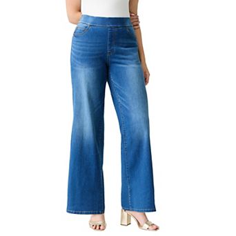 Roaman's Women's Plus Size 360 Degree Stretch Wide Leg Jean