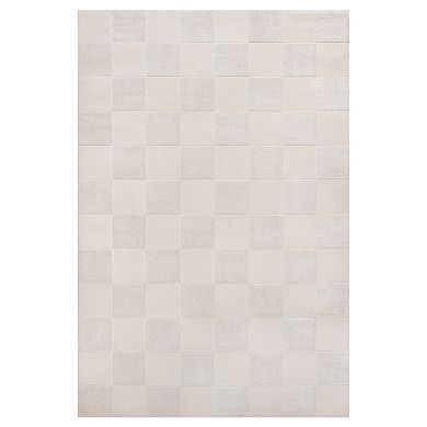 Thea Modern Geometric Checkerboard High-low Area Rug