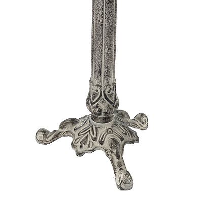 Sunnydaze Bird And Blossom Metal Bird Bath - Antique Gray - 13 In
