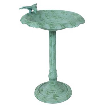 Sunnydaze Garden Visitor Metal Bird Bath - Patina - 22.75 in