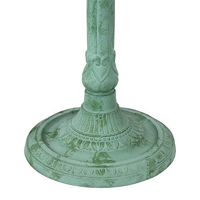 Sunnydaze Garden Visitor Metal Bird Bath - Green Patina - 22.75"