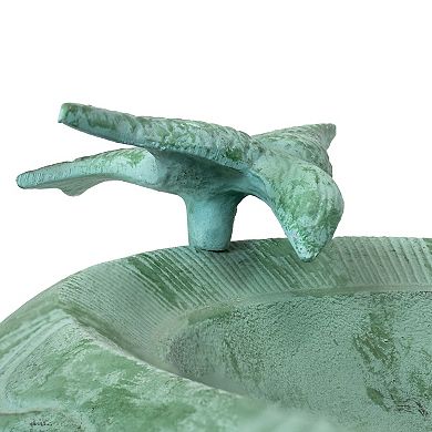 Sunnydaze Garden Visitor Metal Bird Bath - Green Patina - 22.75"