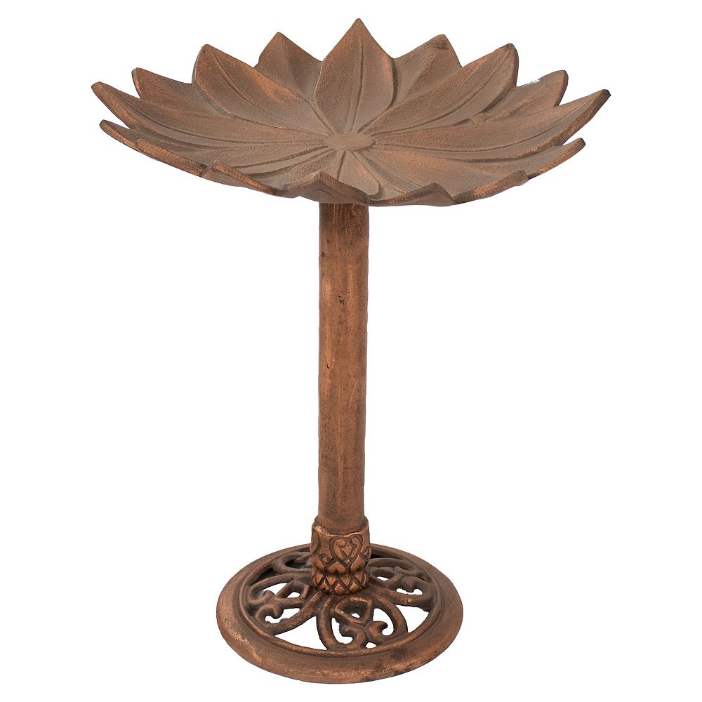 HASTHIP Metal Bird Bath for Outside with Vintage Lotus Leaf Design and 30.3 in Stand main image 0