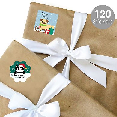 Big Dot Of Happiness Christmas Pets - Assorted To And From Stickers - 12 Sheets - 120 Stickers