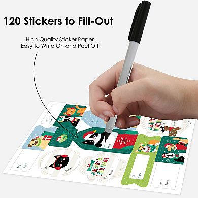 Big Dot Of Happiness Christmas Pets - Assorted To And From Stickers - 12 Sheets - 120 Stickers