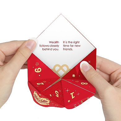 Big Dot Of Happiness Lunar New Year - Cootie Catcher Game - Fortunes - Fortune Tellers - 12 Ct