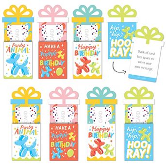 Big Dot Of Happiness Assorted Balloon Animals - Happy Birthday Nifty Gifty Card Holders - Set Of 8