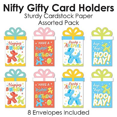 Big Dot Of Happiness Assorted Balloon Animals - Happy Birthday Nifty Gifty Card Holders - Set Of 8