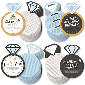 Big Dot Of Happiness Just Engaged - Black And White - 10 Cards Each - Gamerific Bundle