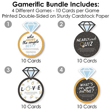 Big Dot Of Happiness Just Engaged - Black And White - 10 Cards Each - Gamerific Bundle
