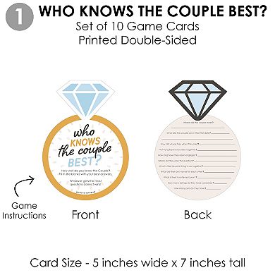 Big Dot Of Happiness Just Engaged - Black And White - 10 Cards Each - Gamerific Bundle