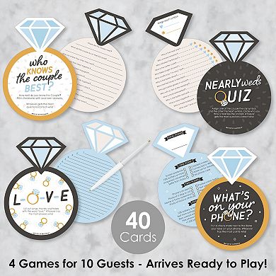 Big Dot Of Happiness Just Engaged - Black And White - 10 Cards Each - Gamerific Bundle
