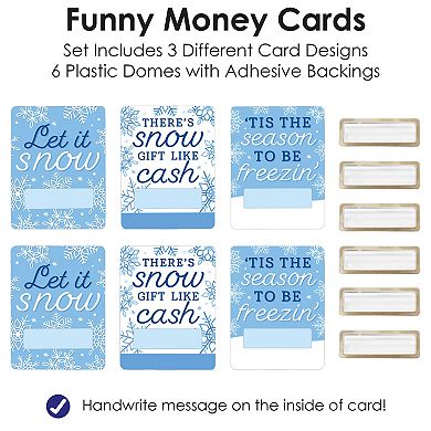 Big Dot Of Happiness Blue Snowflakes - Diy Assorted Funny Money Cards - 6 Ct