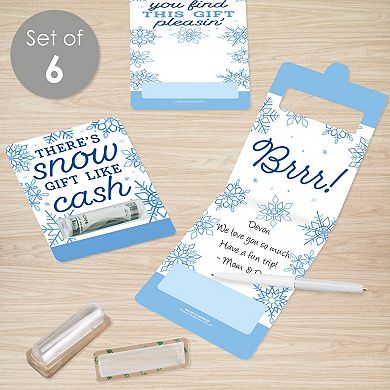 Big Dot Of Happiness Blue Snowflakes - Diy Assorted Funny Money Cards - 6 Ct